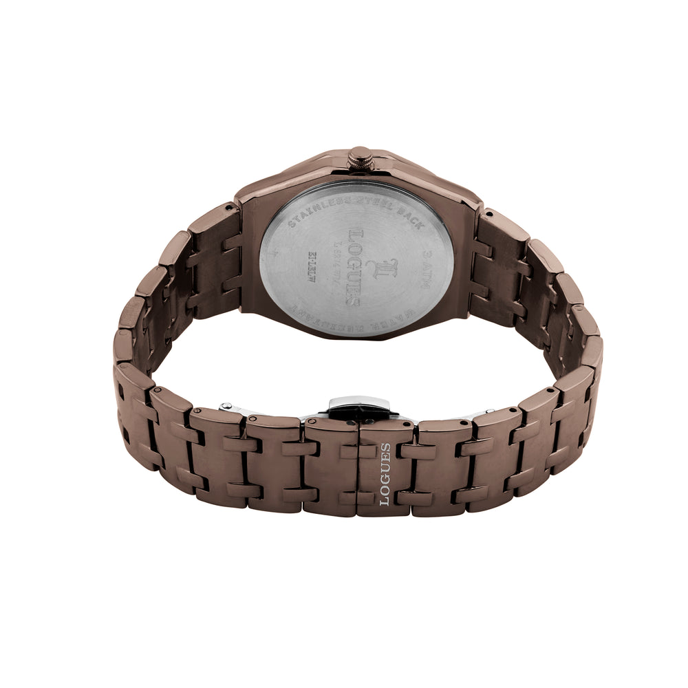 Logues | L 6274 CM-05 Logues Quartz Analogue Brown Dial Brown Metal Strap Watch For Women