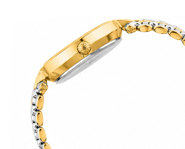 Logues | L 6238 BM-02 Logues Quartz Analogue Silver Dial Gold Two Tone Metal Strap Watch For Women