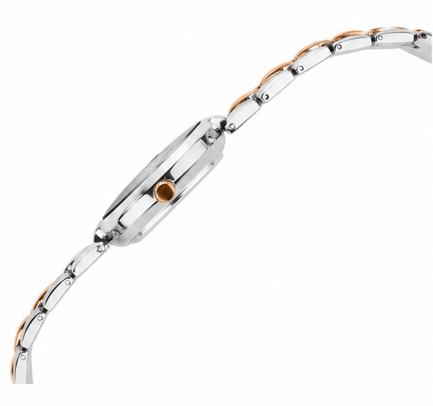 Logues | L 6262 BWM-27 Logues Quartz Analogue Grey Dial Rose Two Tone Metal Strap Watch For Women