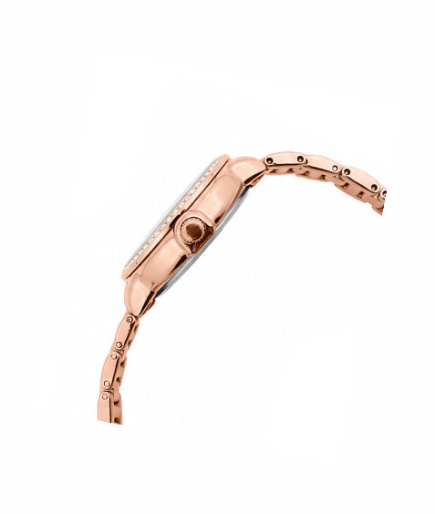 Logues | L 6233 WM-09 Logues Quartz Analogue Pink Dial Rose Metal Strap Watch For Women