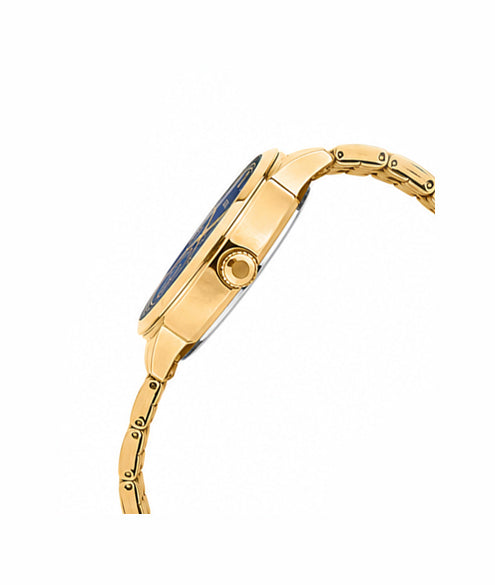 Logues | L 1719 YM-04 Logues Quartz Analogue Blue Dial Gold Metal Strap Watch For Women